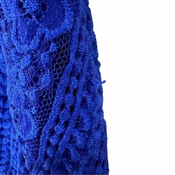 Amy Byer NWT Girls Dress Size 7 Cobalt Blue Sleeveless Floral Lace Textured - Picture 5 of 8